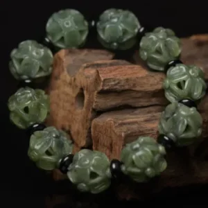 Certified Natural Hetian Jade Hand-carved Exquisite Bracelet 24312