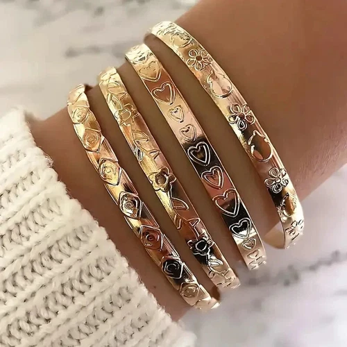 4pcs 18k Gold-plated  exquisite bangle bracelet set