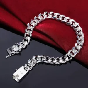 925 Sterling Silver Exquisite Solid Chain Bracelet Fashion Jewelry Wedding Gift