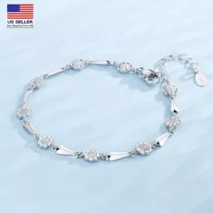 Fashion Women 925 Sterling Silver Wrist Chain Exquisite Sunflowers Bracelet
