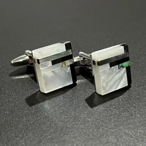 Luxury Mother Pearl Onyx Abalone Cufflinks For Men
