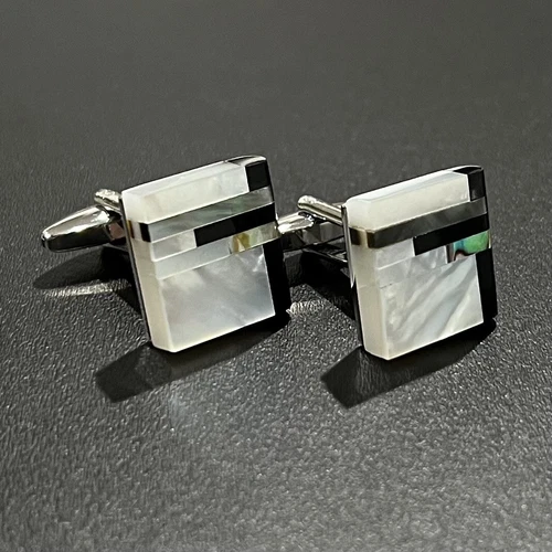 Luxury Mother Pearl Onyx Abalone Cufflinks For Men