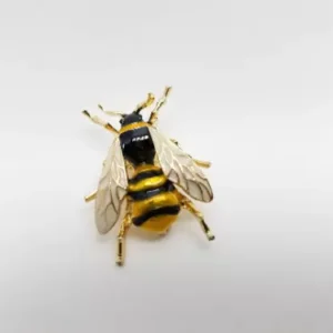HONEY BEE Gold Black Yellow Enamel Brooch Bumblebee