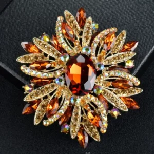 Luxury Large Size Colorful Crystal Brooch Pearl Brooches Pin Women Clothing